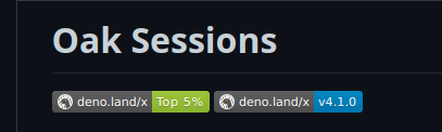 jcs224's tweet image. Wow, my session module for @deno_land #oakserver is in the top 5% third-party Deno modules😳crazy!
I'm not the original author, this is a fork, but 90%+ of the code is re-written with the help of several great contributors. Thanks to everyone involved for helping out!
