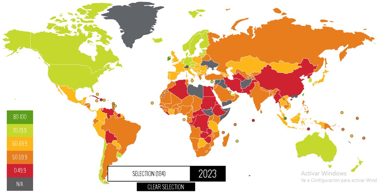 Índice de Libertad Económica 2023
Fundación Heritage 
heritage.org/index/
🏆
1⃣🇸🇬Singapur
2⃣🇨🇭Suiza
3⃣🇮🇪Irlanda
4⃣🇹🇼Taiwan

👏
22-🇨🇱Chile
25-🇺🇸EE.UU.

‼️
44-🇵🇪Perú
61-🇲🇽México

🚮
144-🇦🇷 Argentina

❌
174-🇻🇪Venezuela
175-🇨🇺Cuba
176-🇰🇵Corea del Norte

#MenosGobiernoMasLibertad