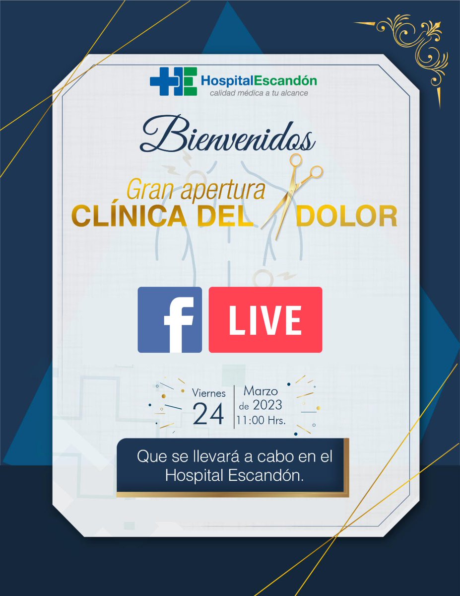 HospiEscandon's tweet photo. Mañana será la gran apertura de la ✨ Nueva Clínica del Dolor‼️ Seguimos creciendo y mejorando nuestro servicio.
A las 11:00 am iniciaremos la transmisión en vivo, no te lo pierdas 😁
#FBLive #clinicadeldolor #inauguracion https://t.co/INblDe0Cm7