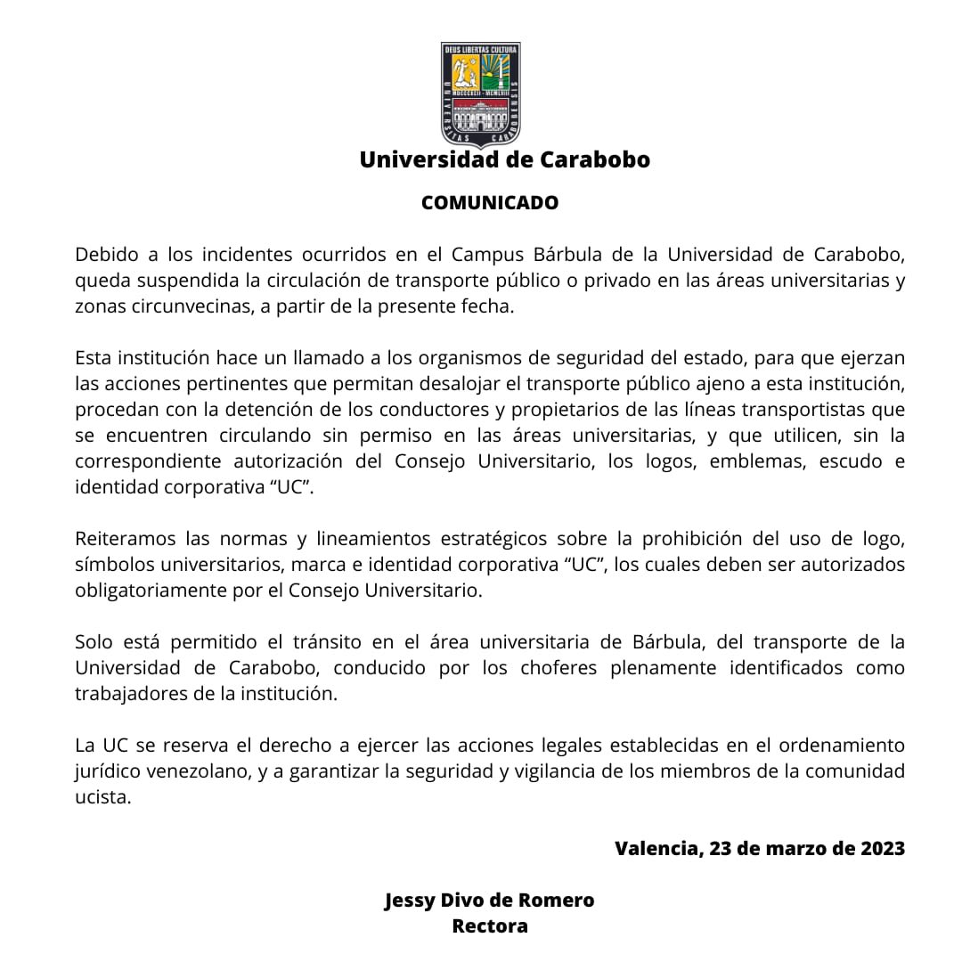 jessydivo's tweet photo. Desde la ⁦@UCarabobo⁩ hacemos un llamado a los organismos de seguridad del Estado https://t.co/ErVQNi3Adg