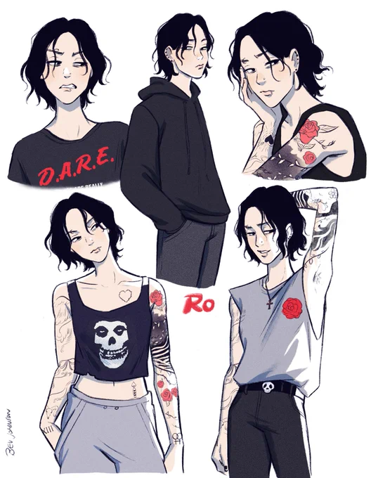 writing a story w/ my wife. here's ro, she's in a punk band 