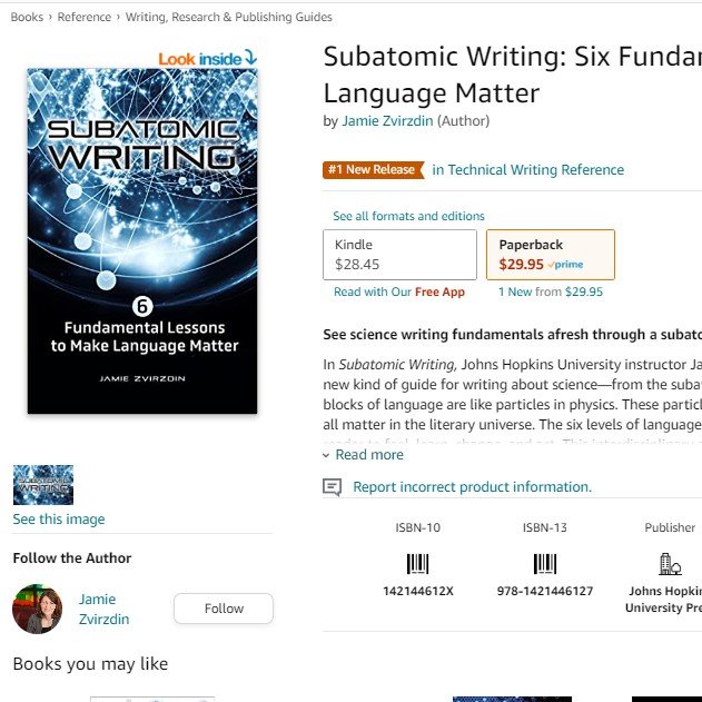 jamiezvirzdin's tweet photo. How do you describe #SubatomicWriting? It's like Strunk & White, Gremlins, and Richard Feynman had a baby—a very weird but remarkably informative baby.
from @JHUPress
See blurbs from NASA, MIT, Brevity Magazine, Mary Roach, NPR, and more here:
https://t.co/HMiR7eQ0vQ https://t.co/85rZ29ZeA6