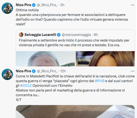 Filippo__Rossi's tweet photo. I soliti deliri quotidiani di Nico Piro🤣
Possibile che non capisca che è lui il primo a istigarli?  eppure mi sembra cresciutello 🤣  
Ora ha coniato pure #OCLE, non bastava il #PUB
Che dovrebbero dire Fattorini e Angrisani (i primi 2 che mi vengono a mente) #nicopiro https://t.co/HunTBAPWGF