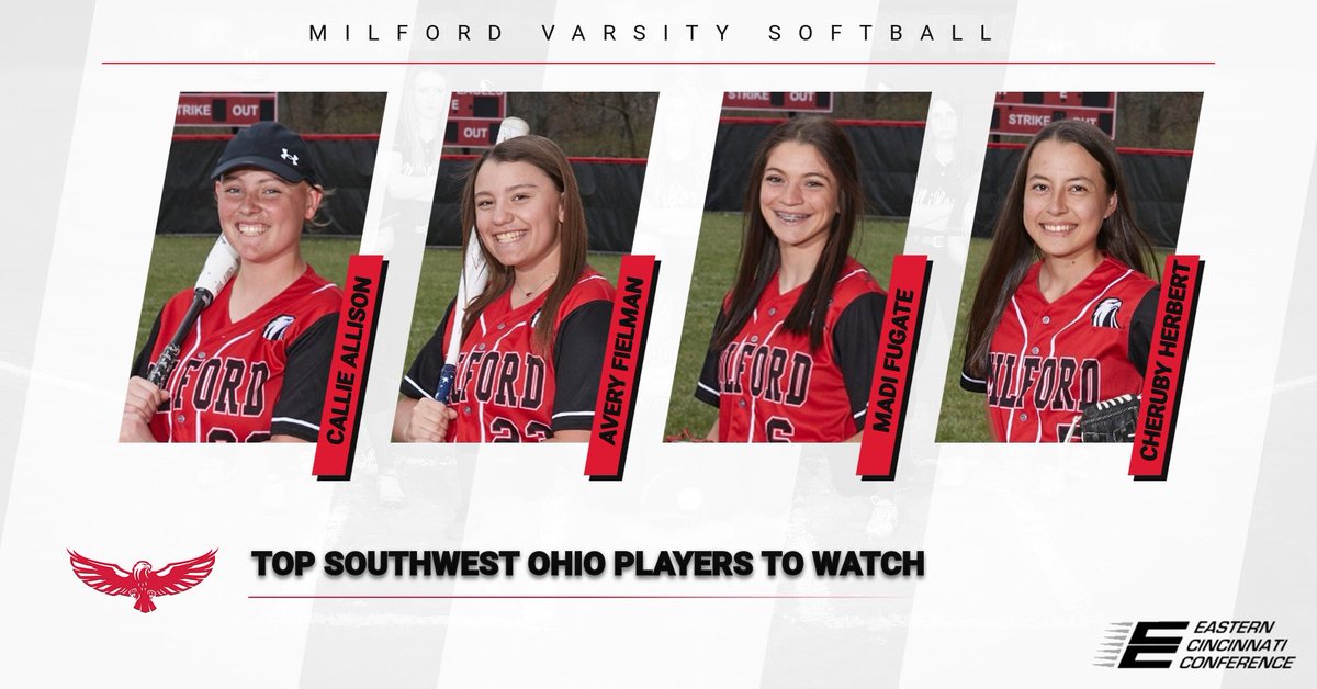 Milford_Eagles's tweet photo. It’s no surprise to see these 4 are on the top Southwest Ohio players to watch list! From the season they all had last year we know they are going to build off that for this year!! So ready for softball to get started to watch these 4 and the rest of the team! @EaglesVsoftball https://t.co/jCxFQSHaEd