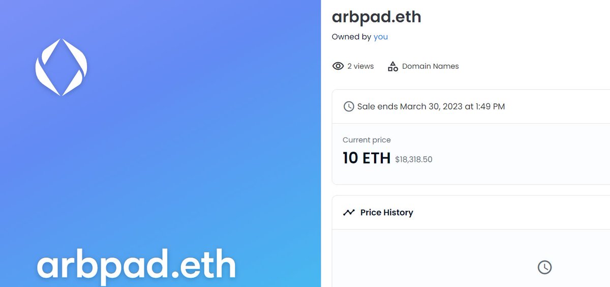 Cryptogun's tweet photo. Anyone wants to buy this #ENS domain?
ARBPAD.ETH
Listed for 10 $Eth :D
#Arbitrum #ArbitrumToken #arbitrumnova #ArbitrumSpace #arbpad #Arbinauts #ARBINU #ensdomains #ensdomain #opensea https://t.co/T2Gj2cwQvv