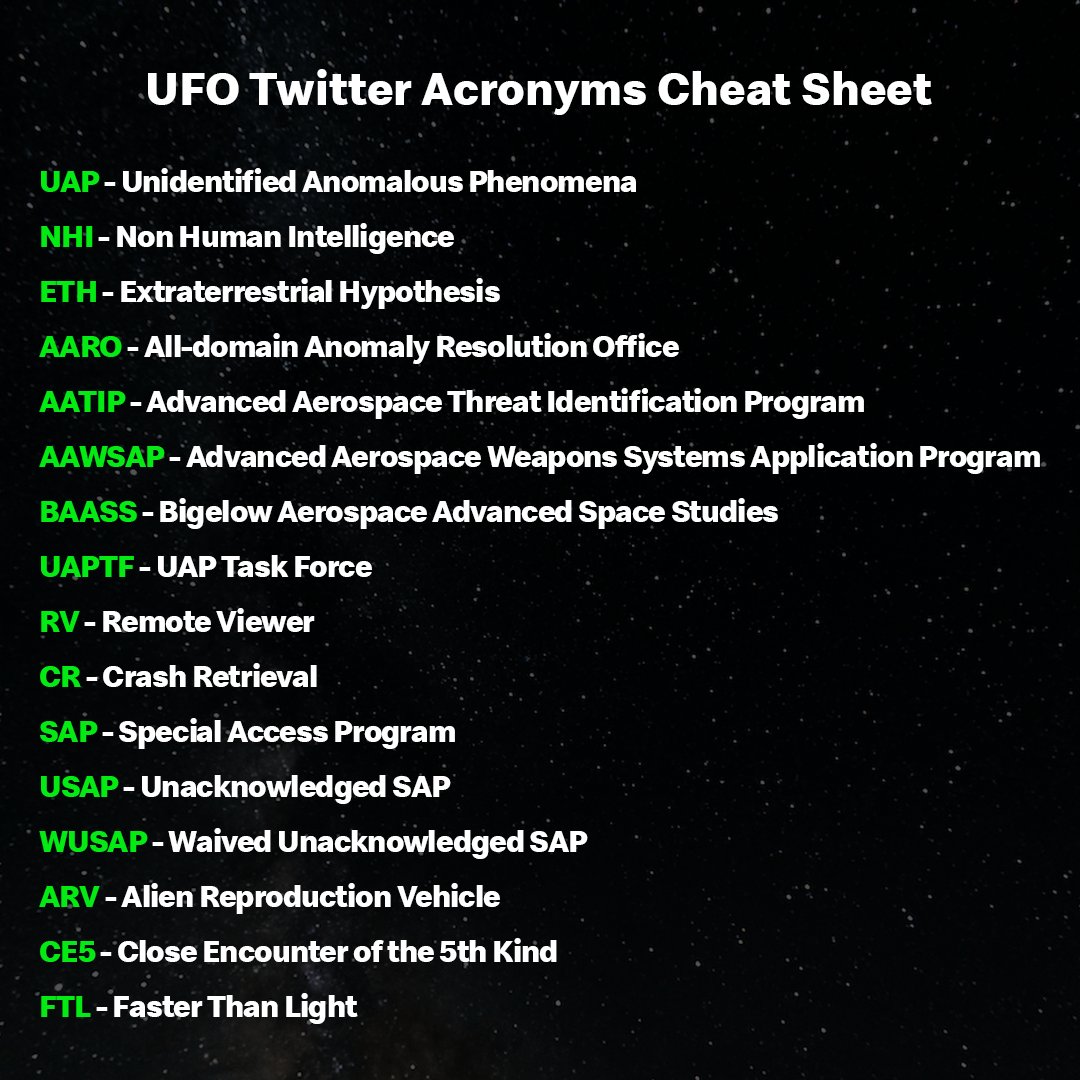 Mike Colangelo on Twitter "UFO Twitter Acronyms Cheat Sheet I'm not