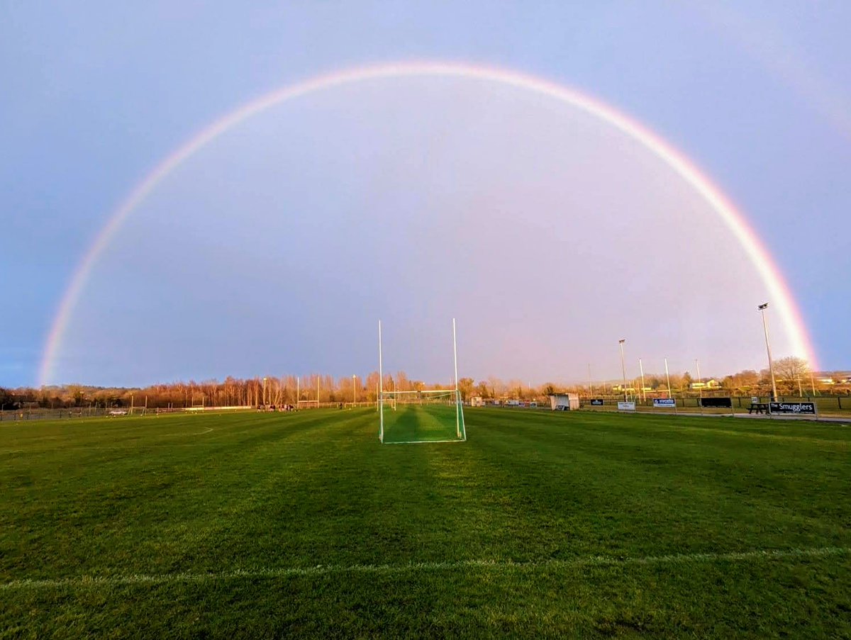 CastledergGFC's tweet photo. Photos taken this evening during training at Marius McHugh Memorial Park by @deirdreccollins 
#rainbow #GAA #Castlederg
@barrabest @WeatherCee @bbcniweather https://t.co/nEzY9705rH