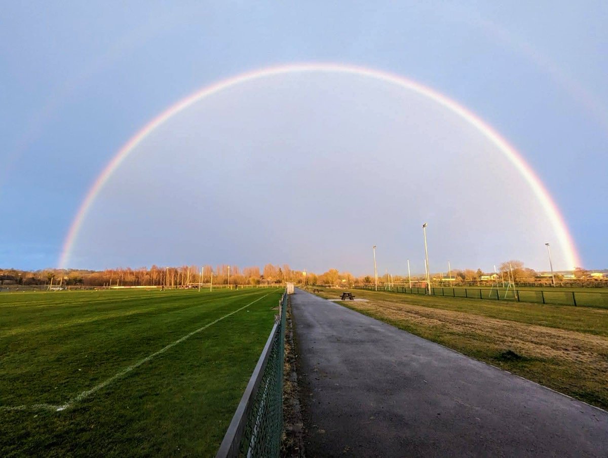 CastledergGFC's tweet photo. Photos taken this evening during training at Marius McHugh Memorial Park by @deirdreccollins 
#rainbow #GAA #Castlederg
@barrabest @WeatherCee @bbcniweather https://t.co/nEzY9705rH