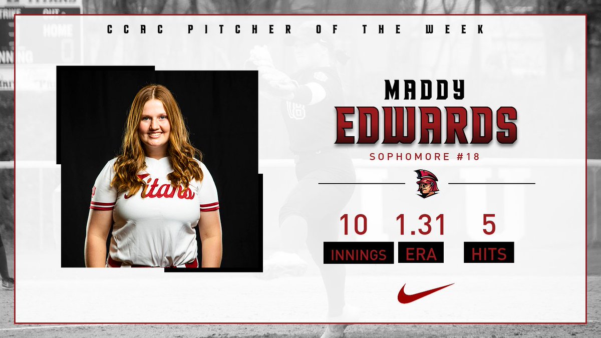 Congrats to sophomore pitcher Maddy Edwards on recently being named CCAC pitcher of the week.

While in Florida, Maddy pitched 10 2/3 innings, with an era of 1.31, only gave up five hits, and pitched a shutout game against Hannibal La-Grange.