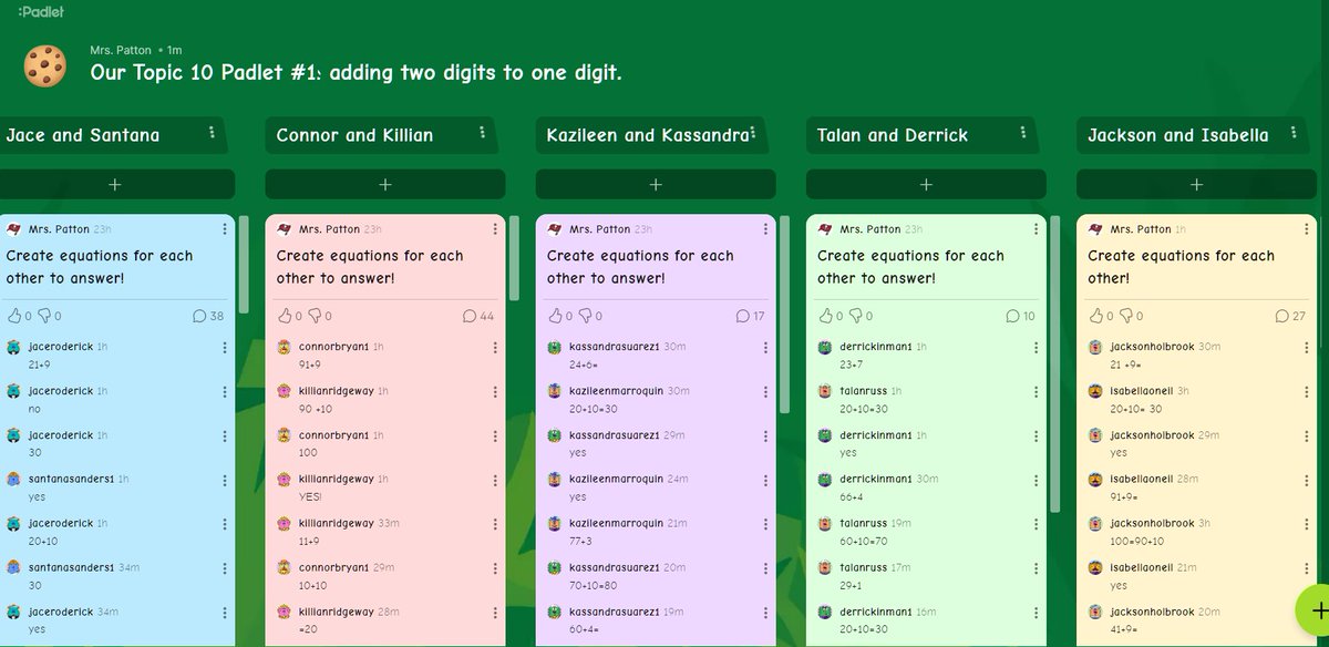 ๐Amy Patton ๐๐ผโโ๏ธ (@amyjoy1973) on Twitter photo #partnersrock First graders working in <a href="/padlet/">Padlet</a> with a partner to give each other equations to find the "ten" and they did pretty well! Got a lot of practice and they enjoyed the tasks! I love the praise they gave each other :) <a href="/d_kublick/">LadeeAngel</a> <a href="/vhurd27/">Vanessa Hurd</a> <a href="/cmassey1011/">Cathy Massey</a> #partnersrock First graders working in <a href="/padlet/">Padlet</a> with a partner to give each other equations to find the "ten" and they did pretty well! Got a lot of practice and they enjoyed the tasks! I love the praise they gave each other :) <a href="/d_kublick/">LadeeAngel</a> <a href="/vhurd27/">Vanessa Hurd</a> <a href="/cmassey1011/">Cathy Massey</a>