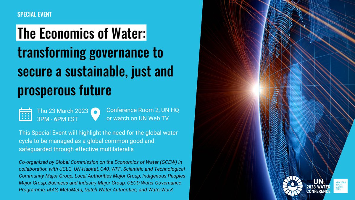 #Live Now 💧

#WorldFoodForum Special event: Economics of Water at the #WaterConference2023

Livestream here: ow.ly/T7tv50NqlXg

#WaterAction
