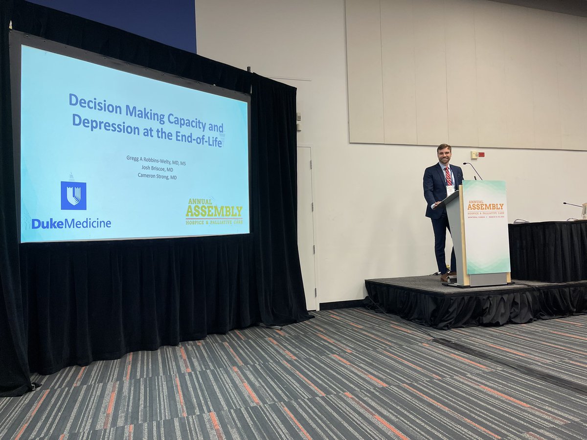 Packed house for mentee, friend, collaborator in #pallipsych (and future fellow for some lucky program) <a href="/GreggWeltyMD/">Gregg Robbins-Welty, MD, MS, HEC-C</a> talking about the ethically and psychiatrically complex process of evaluating decision making capacity in seriously ill patients with depression.