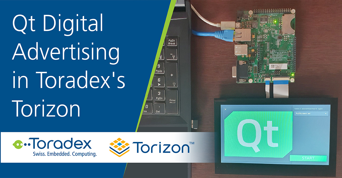 Toradex's tweet photo. With just a few simple #Docker commands, you can see how simple it is to serve ads from Qt's #DigitalAdvertising plugin quickly and easily using #TorizonCore on Toradex #Hardware! Here's the step-by-step guide authored by Qt: https://t.co/XqjVciNxiw
#Torizon #QMLPlugin https://t.co/ArJrgqqLaB