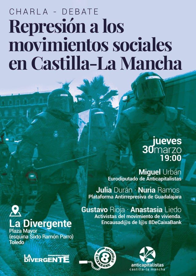 anticapiclm's tweet photo. Este jueves 30 de marzo estaremos junto a las #8deCaixabank en @CoopiDiver (Toledo) e invitadas por @anticapiclm, explicando en qué consiste nuestra propuesta estratégica frente a la represión y el #YoNoVoy 

¡Os esperamos! https://t.co/eqYuUR0Hcc