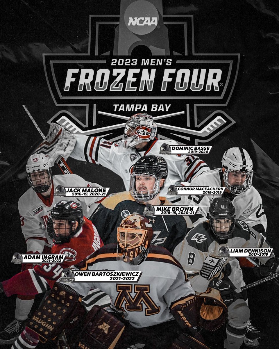YtownPhantoms's tweet photo. TWELVE former Phantoms across seven different schools will begin competing for a national championship starting TODAY. 🏒

Keep an eye out for...
Cornell – Jack Malone, Winter Wallace
Merrimack – Mike Brown, Liam Dennison
Minnesota – Owen Bartoszkiewicz
Minnesota State – Will Hillman, Bennett Zmolek
Ohio State – Matt Cassidy, Dalton Messina
Penn State – Connor MacEachern
Saint Cloud State – Dominic Basse, Adam Ingram

For the full press release visit:
https://t.co/0xesussoPb