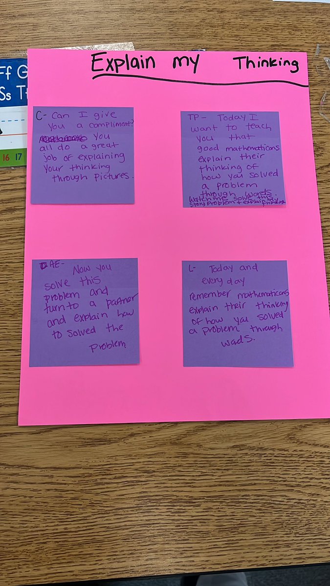 mrsraja79's tweet image. We created our small group lesson on explaining my thinking at Planning today based on our math CFA for our SLO Goal when solving a word problem.@VaughnElemFISD #smallgroupteaching#vaughnspringtraining