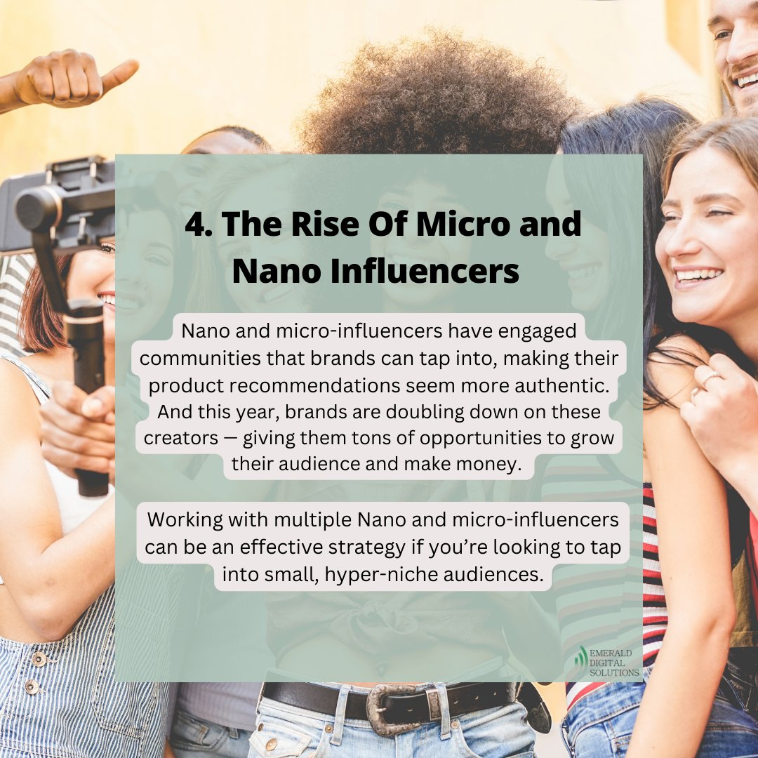 Emerald_Digi's tweet photo. With a projected value of $24.1B by 2025, #influencermarketing remains a top marketing strategy. 

In this #EDSEducatorSeries, we're sharing influencer marketing trends to watch in 2023. 

Follow EDS for more tips in marketing.
#marketingtips #emeralddigitalsolutions #EDS https://t.co/rUEusihwlD