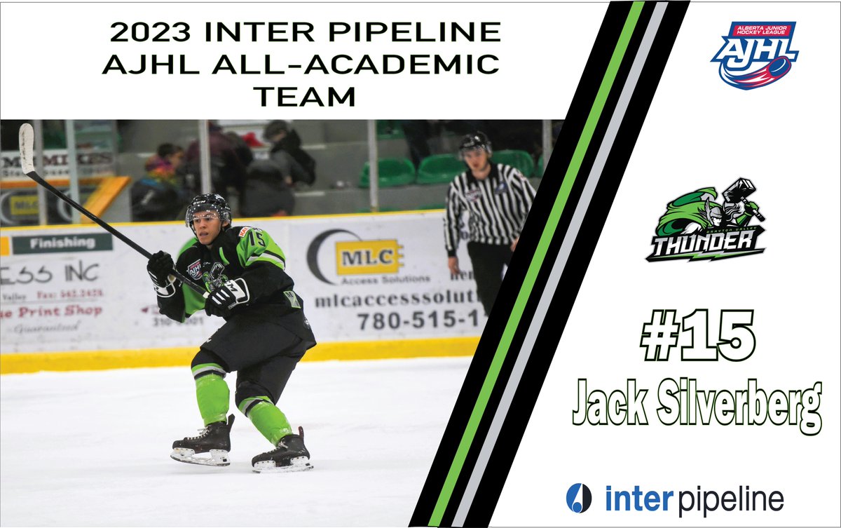 Congratulations to Assistant Captain <a href="/SilverbergJack/">Jack Silverberg</a> for being selected for the 2023 Inter Pipeline AJHL All-Academic Team. 

draytonvalleythunder.ca/jack-silverber…