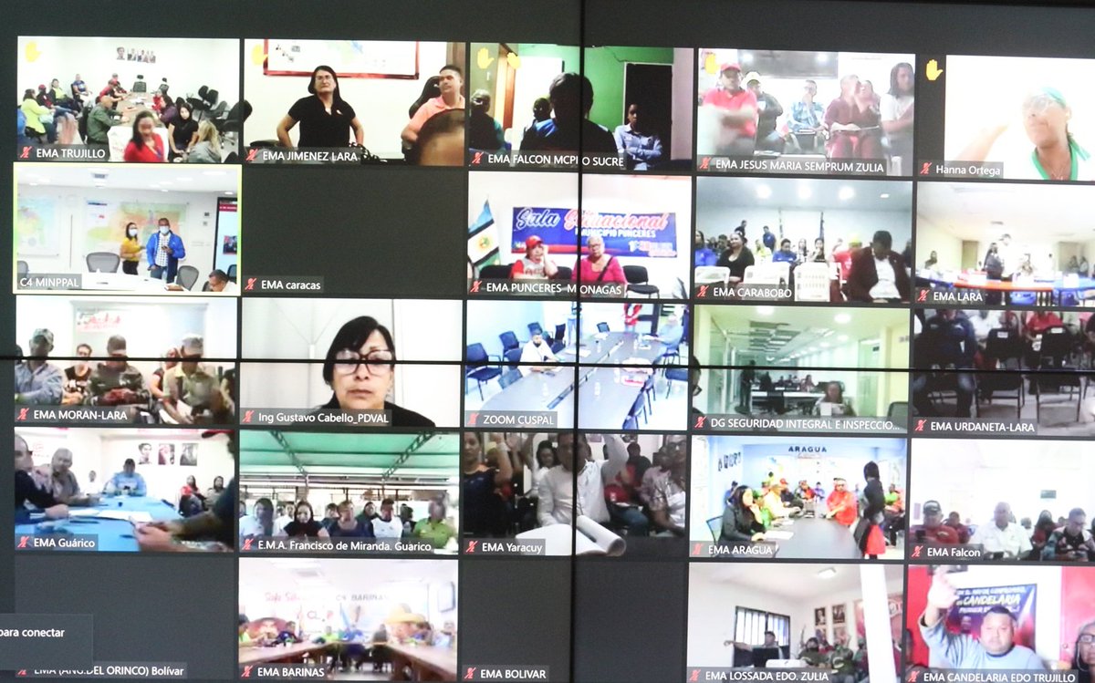 LealTelleria's tweet photo. Congregados en una multitudinaria video conferencia nacional con los Estados Mayores Regionales y Municipales de Alimentación y el Pueblo, afinamos estrategias para aceleradamente dar cumplimiento a las instrucciones presidenciales recibidas en el 7mo aniversario de los CLAP. https://t.co/aPu1CMFc3R