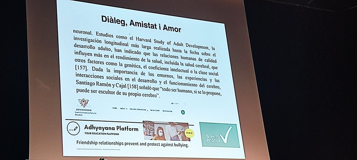 ADIDEPV's tweet photo. Els diàlegs constitueixen aprenentatges. Les nostres vides depenen de les relacions més properes. Gent de veritat. Per a previndre el bullying el millor factor és el foment de l'amistat com a element central en els centres educatius.@R_Flecha @CarVendrellCarb XIV Jornades Sueca https://t.co/P9BnqFYvgj