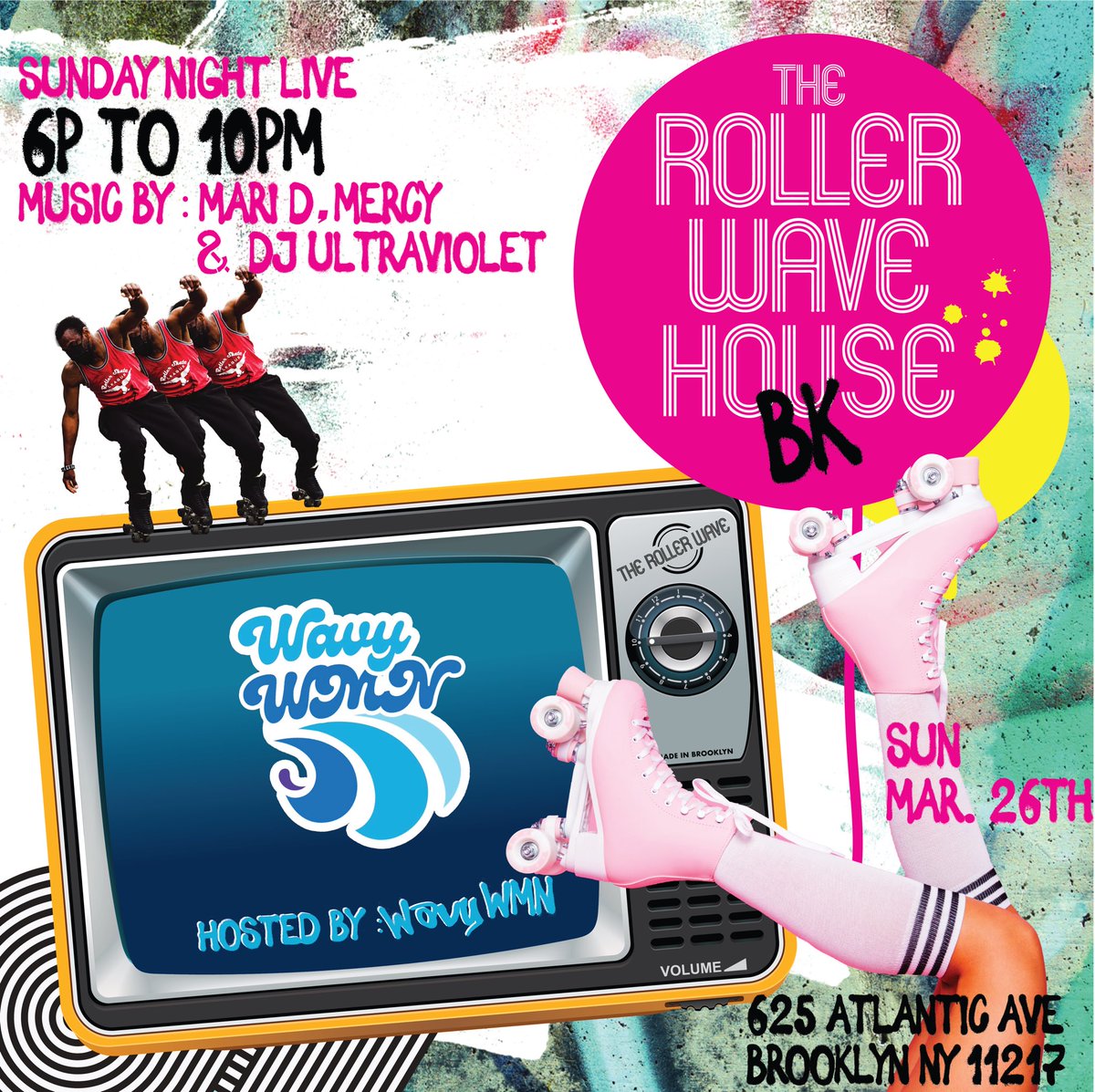 WavyWMN's tweet photo. THIS SUNDAY (3/26) from 6-10PM‼️

WAVIES, end Women’s History Month on a HIGH Note! 🌊

We’ll be hosting @rollerwavenyc’s Ladies SKATE NIGHT from 6-10pm! 🛼✨

Bring your girls &amp; your skates &amp; PULL UP 🗣️ 

Use code LADIES &amp; get those tix! 🎟️⬇️

https://t.co/k7tl2DcBsi https://t.co/t9zMXaJ0eA