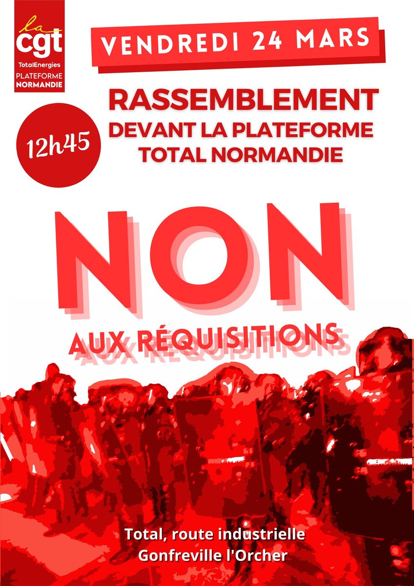 Venez avec nous demain pour soutenir les raffineurs de Normandie contre les réquisitions et pour faire tenir la grève!!
Départ de Paris à 8h30 en bus avec Adèle Haenel, Frédéric Lordon, des dizaines de jeunes et de travailleurs. Contactez moi en privé pour avoir une place dedans!