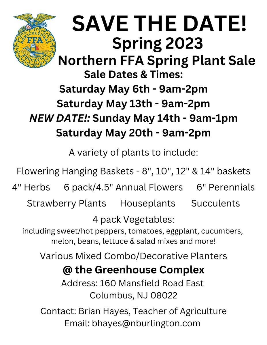Northern FFA Spring Plant Sale is coming!