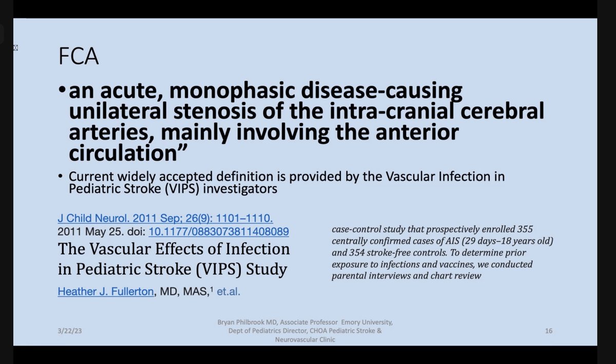EmoryStroke's tweet photo. Thank you @MdPhilbrook for teaching us about Focal Cerebral Arteriopathy of Childhood  #PediatricStroke @EmoryPediatrics  @AtlPedsResearch @childrensatl https://t.co/alPnESSMav