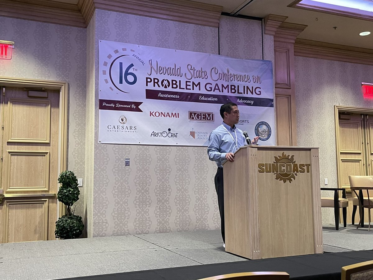 Great presentation by Dr. Timothy Fong on treatment of sports bettors with gambling disorder to kick off the 16th Nevada State Conference on Problem Gambling! #PGAM2023 #sportsbetting #problemgambling