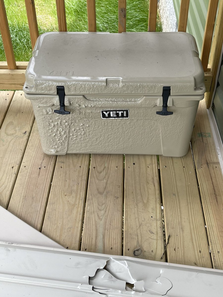 FTWilkinson's tweet photo. Well due to a recent home fire and my 5th wheel camper, the saddest loss is my Yeti cooler.  So many memories with camping and my kids.
@YETICoolers https://t.co/9NV1C03w5m