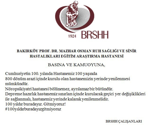 IKucukparlak's tweet photo. Bakırköy Ruh Sinir'in arazisine yıllardır göz dikilmişti. Şimdi de deprem bahane ediliyor. Bakırköy taşınmadan da depreme dayanıklı hale getirilebilir. 

Bölgenin tek yeşil alanına sahip çıkalım.
#100yıldırburadayızgitmiyoruz https://t.co/v1JSDlQBpj
