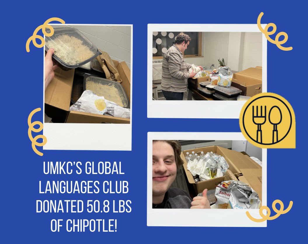 FeedKC's tweet image. UMKC’s Global Languages Club made a big impact by donating 50.8 lbs of Chipotle leftover from their event. 🌯Thank you!