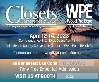 Use our discount code to save on your admission to a great show in Florida. #closetscon #WoodProExpo #woodworking #woodworkingcommunity #Cabinets #cabinetry #cabinetryhardware #countertops #millwork