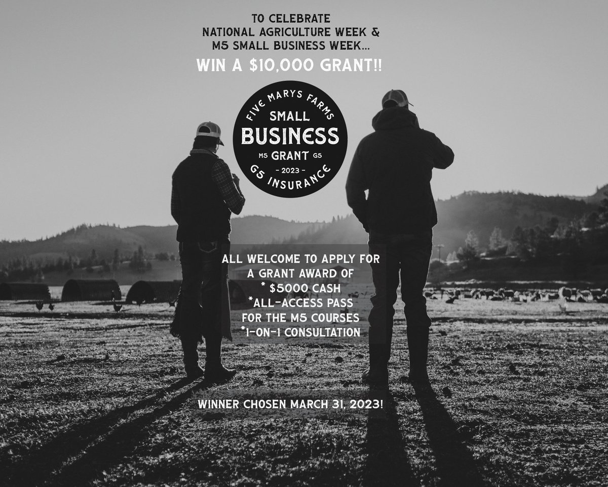 OakBarnBeef's tweet photo. Hey Small Business Owners!

Here's a grant you'll definitely want to check out... Five Marys Farms is celebrating National Agriculture Week by giving out a $10,000 Grant. More info at the link below --->
https://t.co/dRPuoWel0o https://t.co/CWf6dBXGkQ