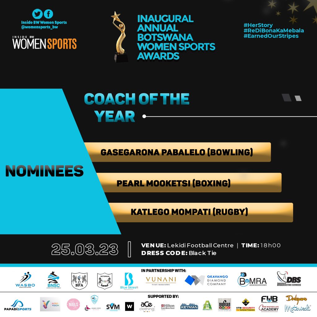 womensports_bw's tweet photo. Coach of the Year and Team of the Year nominees are…💃🏾
#HerStory #ReDiBonaKaMebala
#EarnedOurStripes
🙏🇧🇼❤️ https://t.co/xYH68Z1KpQ