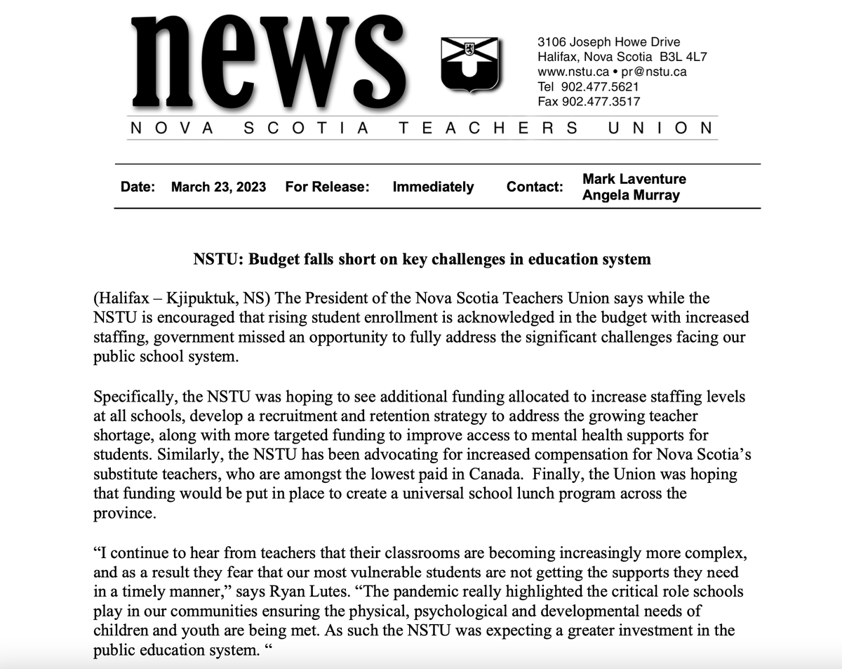 NS Teachers Union tweet media