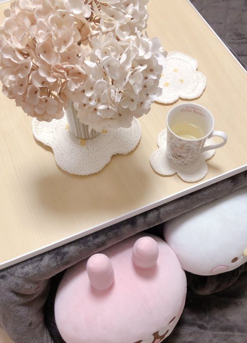 見て!!!編み物作家のさんにしぇりーのモチーフのお花、梅花空木をイメージしたコースターと鍋敷きを依頼させていただいたんだけど、めちゃくちゃ素敵なの!!!!おうちが一気に可愛くなりました...!!(⸝⸝› ‹⸝⸝)大切に使わせていただきます!!ありがとうございます!! 
