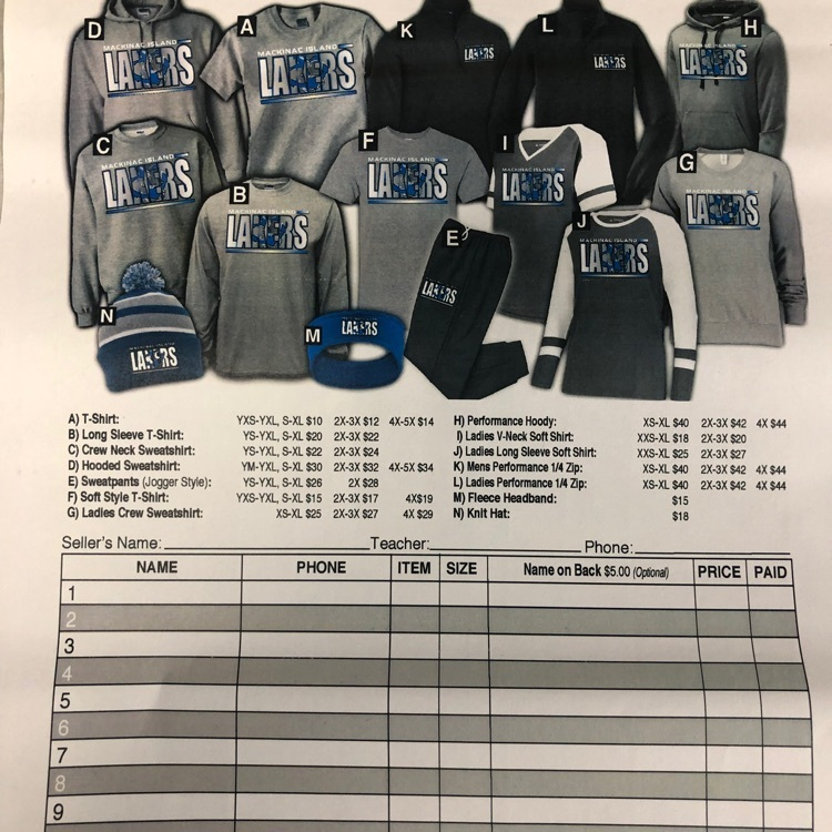 MackinacSchool's tweet photo. Tomorrow is the last day to turn in the money for the Laker gear! https://t.co/m2BjlmqAuN