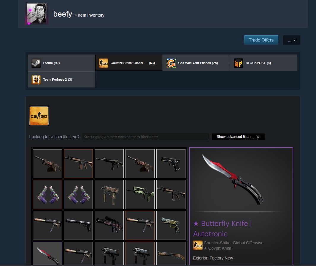 beeefybum's tweet photo. CS:GO butterfly knife, Autotronic factory new for sale 💯 https://t.co/CRaR43iJAX