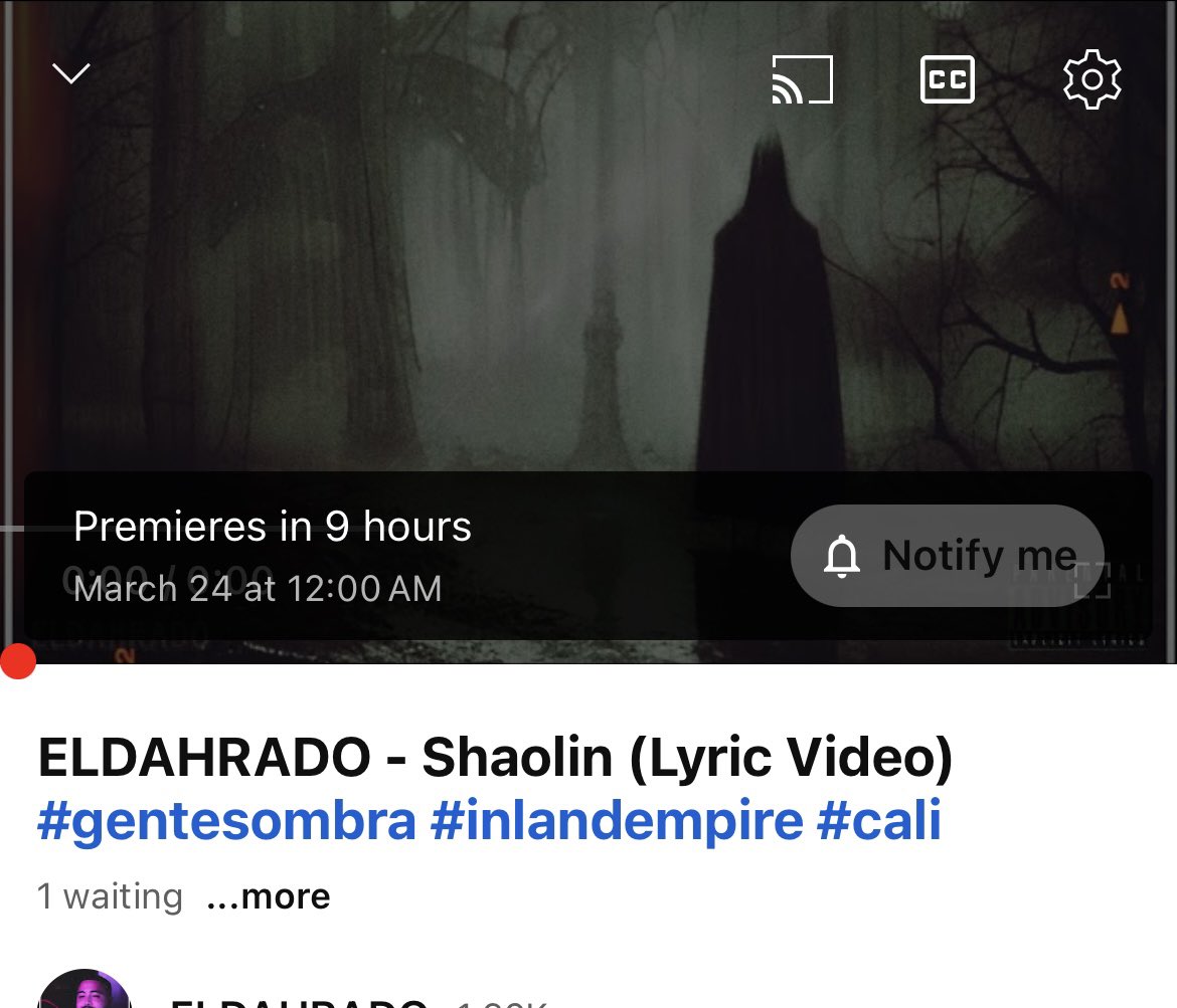 Lyric Video for “Shaolin” Premieres @ MIDNIGHT #gentesombra #moneycorp #rbaron #inlandempire 

Click link to get notified when it drops💯

youtu.be/MelL6sNuTX4

Much Love To Everyone Supporting fr fr 🙏🏽