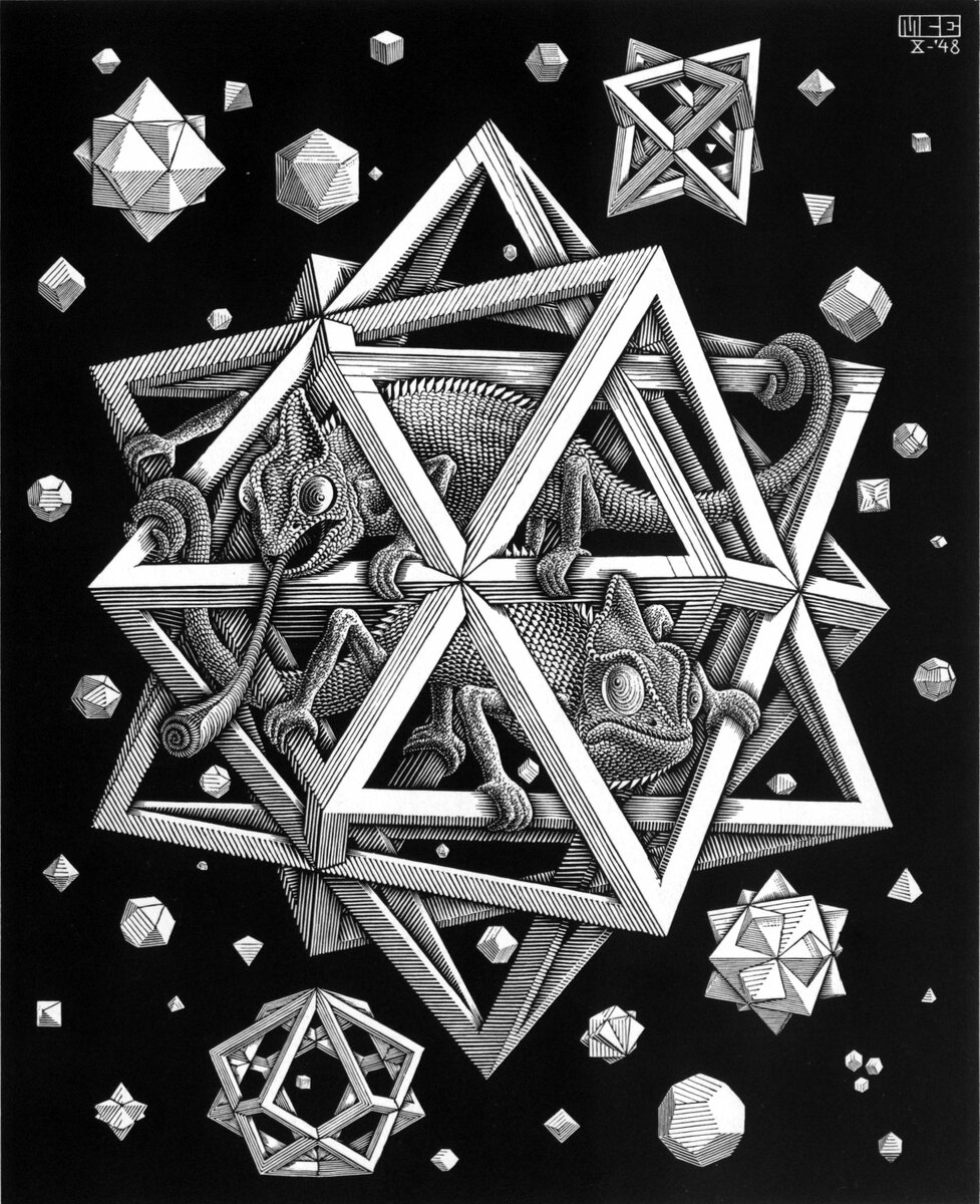 artistescher's tweet photo. Stars, 1948 #mcescher #escher https://t.co/bs7Uvw1oLy https://t.co/2mPvEu83s3