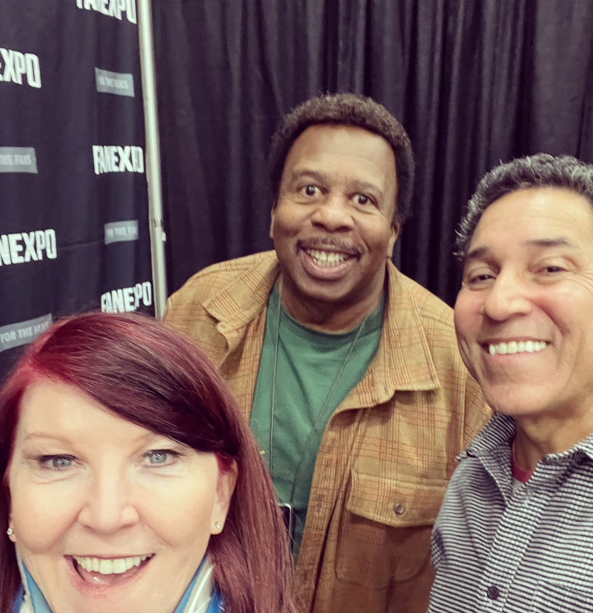 KateFlannery's tweet photo. These three! This weekend! @fanexpocleveland  #FANEXPOCleveland Who’s in? Why, it’s Ohio! ❤️❤️❤️#theoffice  #lesliedavidbaker #oscarnunez       @theofficetv @TheLeslieDBaker https://t.co/d1X7LpoDUi
