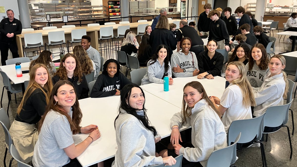 PVIsports's tweet photo. This morning, we celebrated our WCAC champion @pvi_hockey team, VISAA State champions @PVIGIRLSBBALL and @PVIHoops, and the individual champions for Swim &amp; Dive and @PAULVIWRESTLING at our Breakfast of Champions. Love this tradition! Congrats, everyone! #TeamPVI https://t.co/YgmXL26Q0W