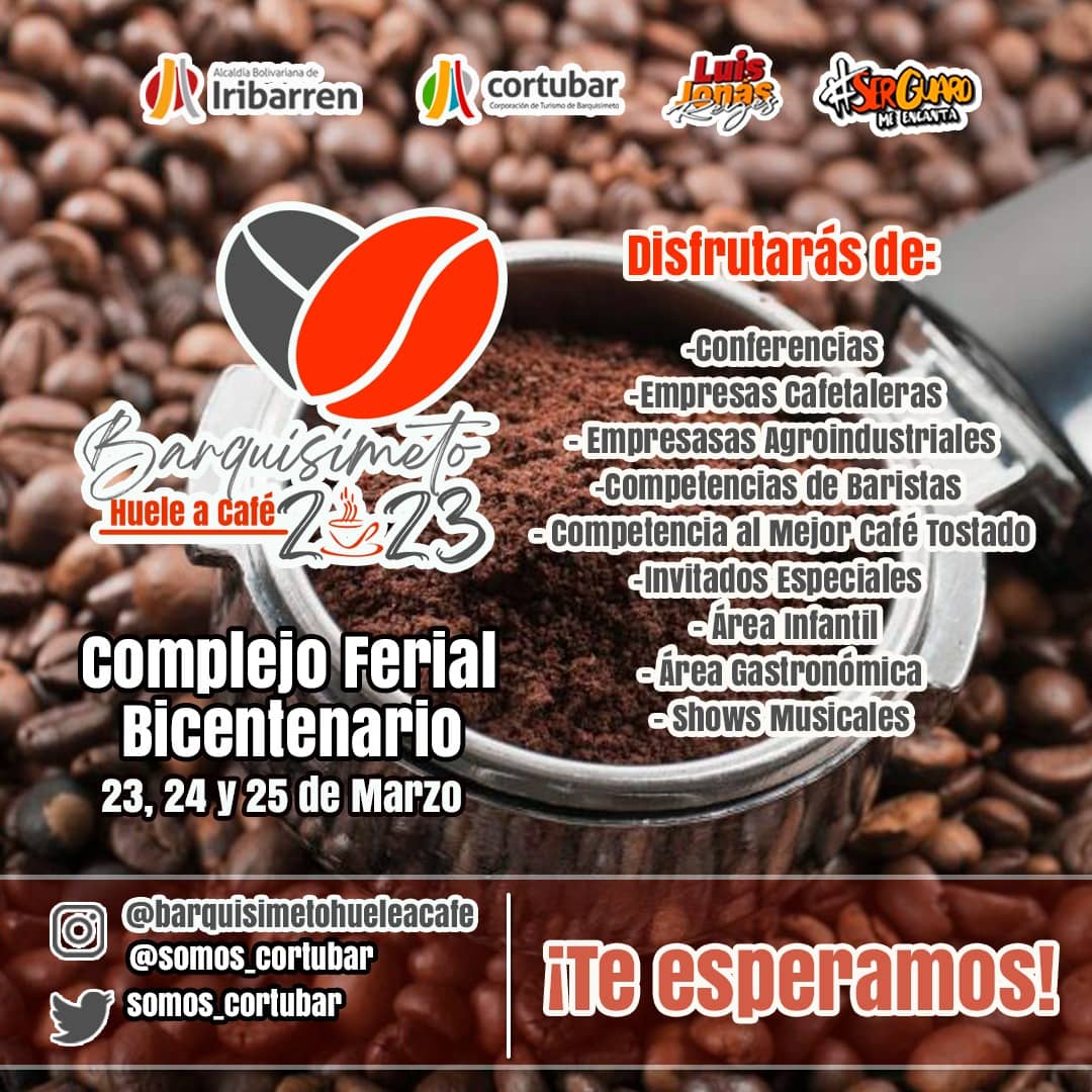 #23Mar ☕️🫶🏼😋 El alcalde @LuisJonasReyes te invita a la 2da edición de la Feria Barquisimeto Huele a Café, evento que rendirá tributo a uno de los rubros estratégicos para la economía del municipio #Iribarren durante 3 días este aromático grano sera el protagonista