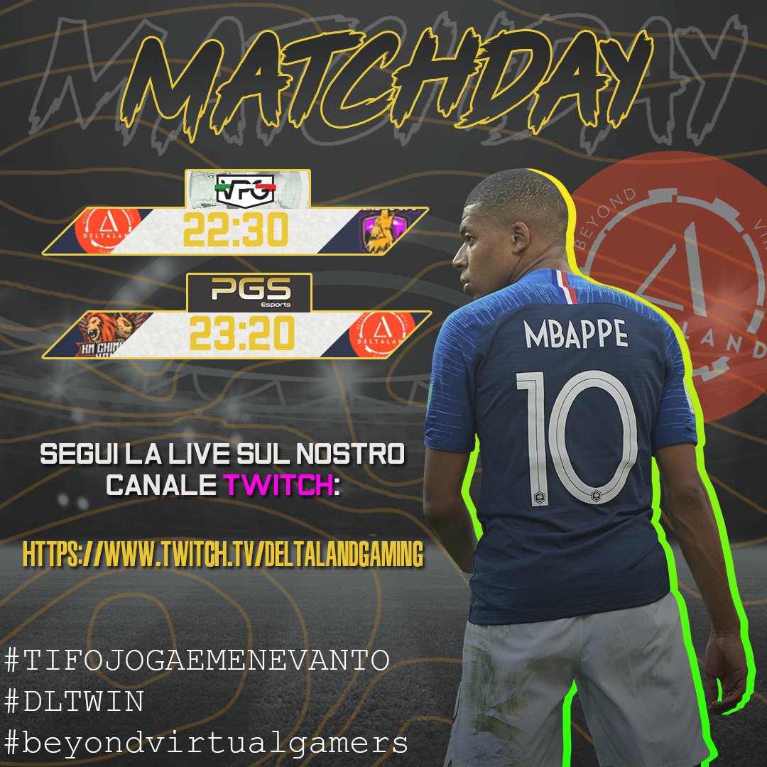 JogaBonitoIT4's tweet photo. ๐ |MATCHDAY
๐|@VPGItaly
๐|@GenesisVPC 22:30
-
๐|@PGS_ITALIA
๐|@KmChimeraNova 23:20
๐ฅ๏ธ|https://t.co/r8971rgRx3
@DELTALANDGaming
#TifoJogaEMeNeVanto
#DELTALANDgaming
#DLTWIN #beyondvirtualgamers https://t.co/HkP8f0Vp6C