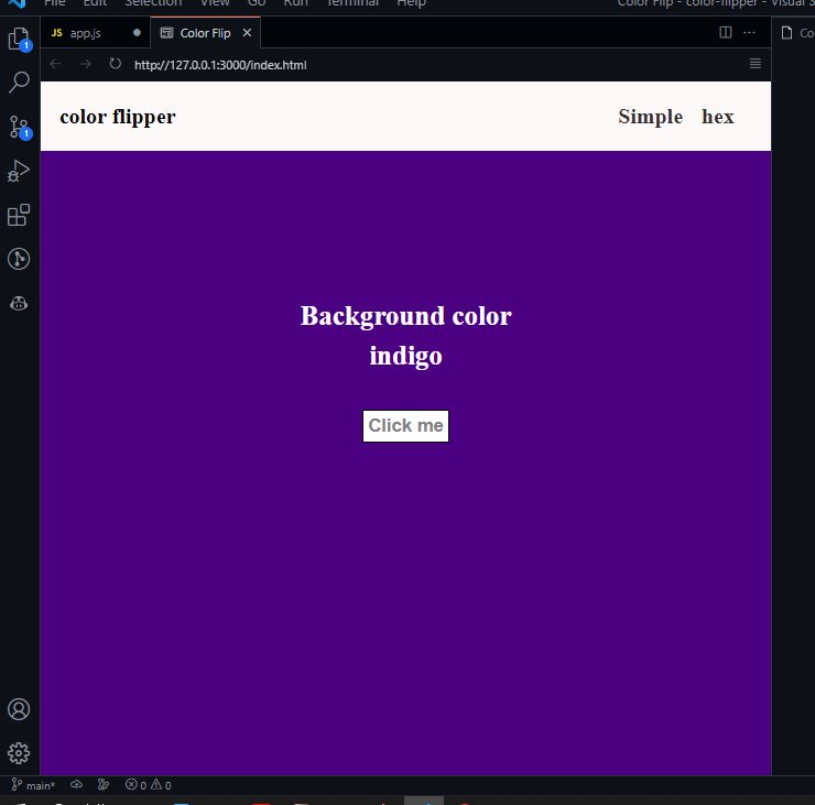 TheHenryIgwe's tweet image. Day 21.
To practically implement all that i have done.I built a color flipper website. The principle here is that once the button is clicked, the background color changes and the name of the color appears on the screen.
#30daysOfJavaScriptChallenge
#selfimprovement
@Techk_e4ma