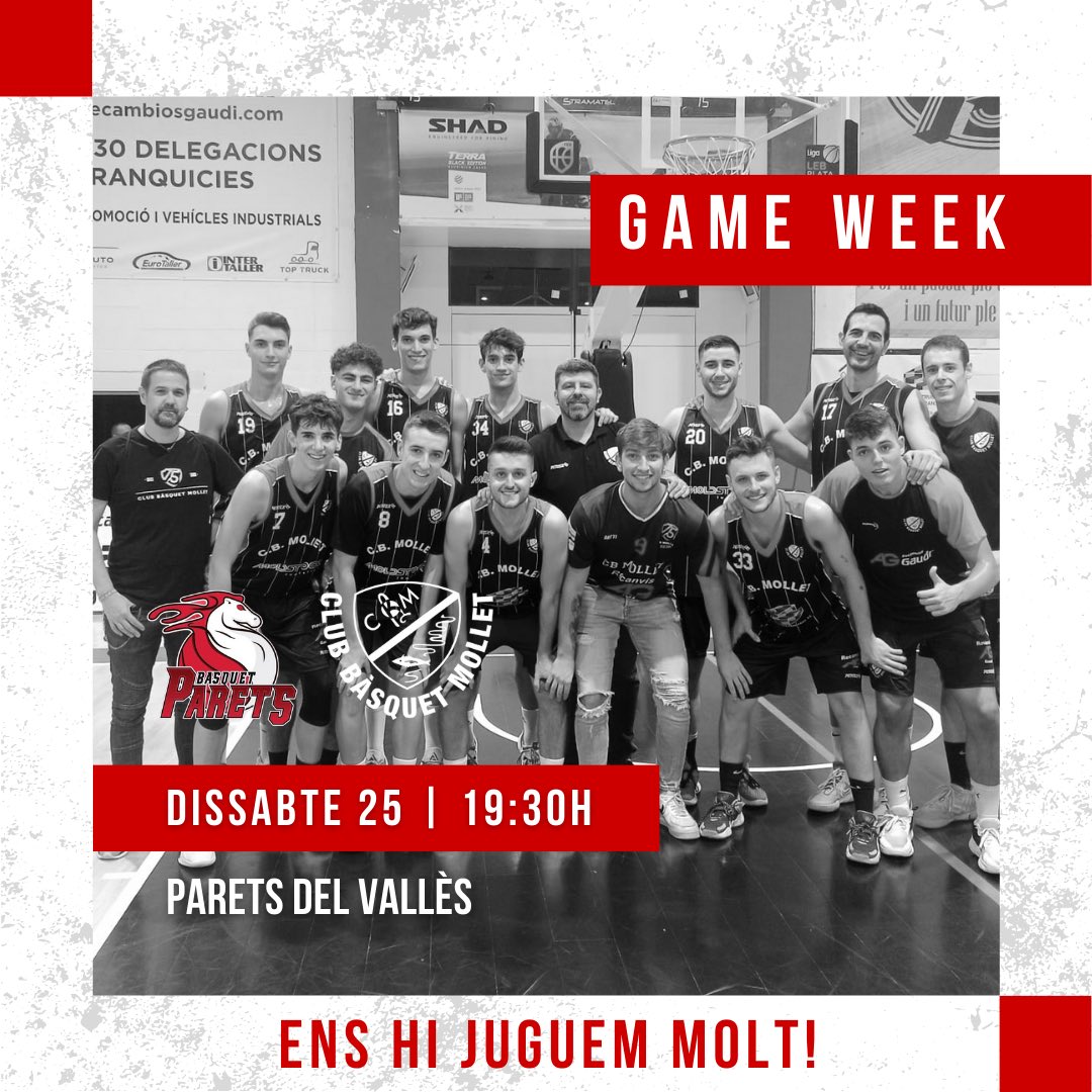 CBMollet's tweet photo. 🗣️ Aquest dissabte els nostres nois del Sènior B s’hi juguen molt!

👉🏼 Visitem al líder per competir i estar més aprop d’aconseguir l’ascens merescut!

🆚 @cbparets 
🗓️ Dissabte 25
⌚️ 19:30 hores
📍 Parets del Vallès

Som-hi i a tope nois, confiem i estem amb vosaltres 100%! 🥳💪🏼 https://t.co/zyOiGgQk9a
