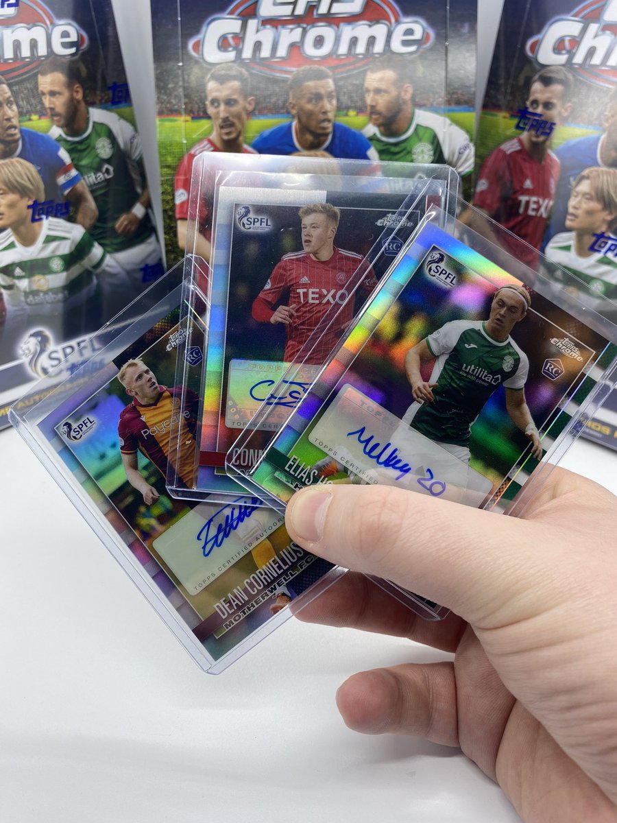 rh14cards's tweet photo. What’s going on here!!!!

I just got 3 Autos in my first box of @Topps_UK SPFL Chrome 22/23. 

You are only meant to get 2🤯 https://t.co/ShvWWJR16w