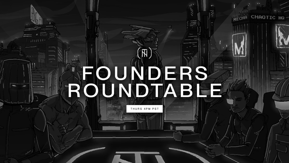 NeoTokyoCode's tweet image. This evening at 4PM PST join The Architect himself @elliotrades in a Founders Roundtable Discord VC.

Citizens joining on stage!
- @readyplayerh, @zanshake - Steady Stack
- @nikolas_eth - UTILITI
- @TrevesStudios - Birthmark
- @winston_zin - Impakt

Join the live discussion 👇