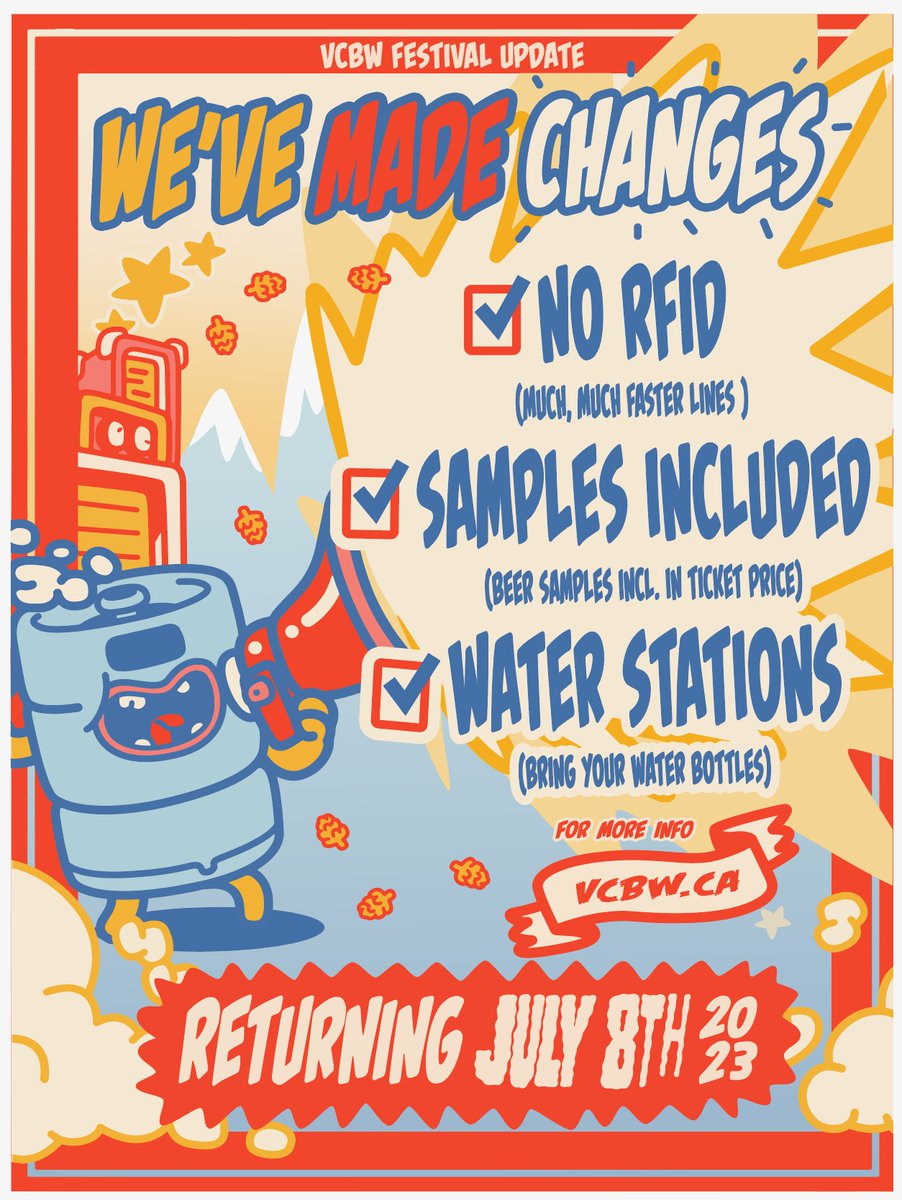 VCBW (@vcbw) on Twitter photo VCBW is back on July 8th, 2023! Get ready to celebrate all things craft beer with us. We've made some changes and it's going to be an unforgettable event.  #VancouverCraftBeer VCBW is back on July 8th, 2023! Get ready to celebrate all things craft beer with us. We've made some changes and it's going to be an unforgettable event.  #VancouverCraftBeer